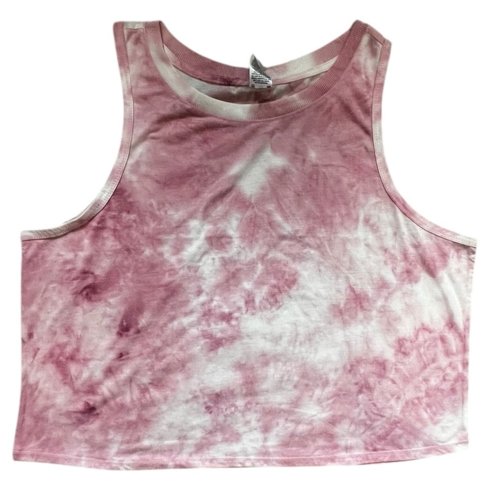 90 Degree By Reflex Pink and White Tie-Dye Crop Top NWT XL